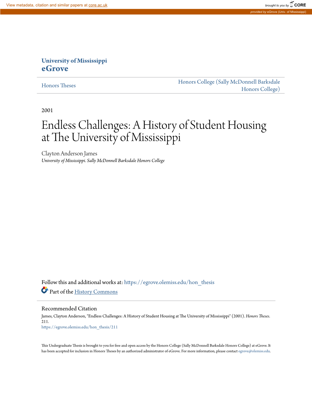 A History of Student Housing at the University of Mississippi