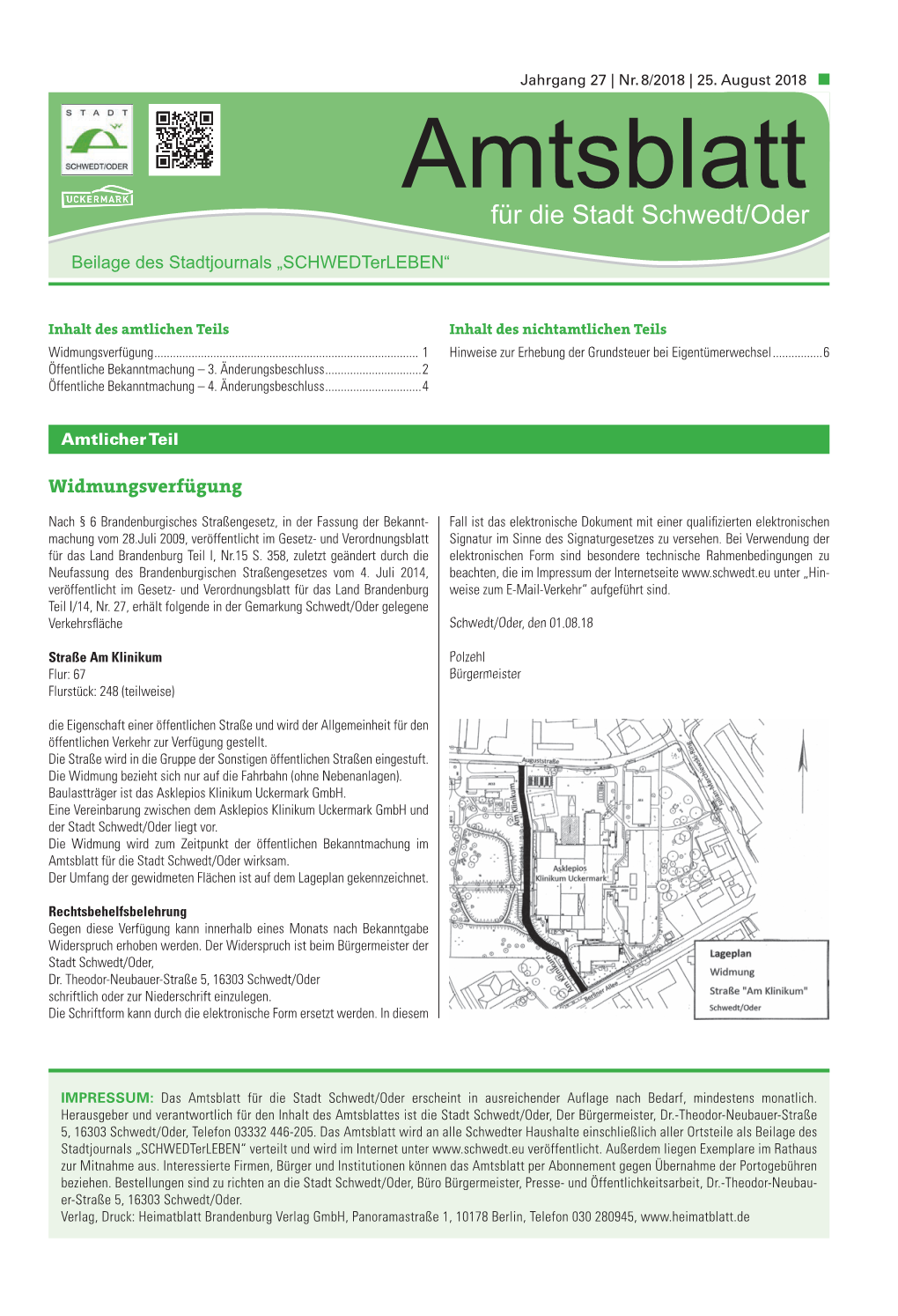 Amtsblatt Für Die Stadt Schwedt/Oder