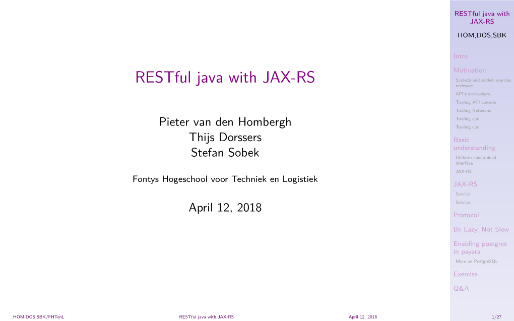 Restful Java with JAX-RS