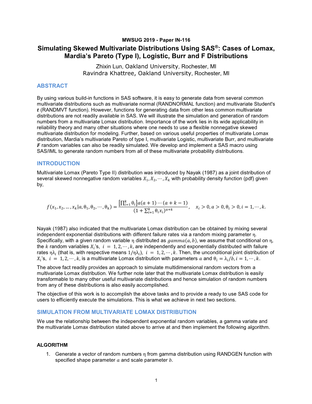 Simulating Skewed Multivariate Distributions Using