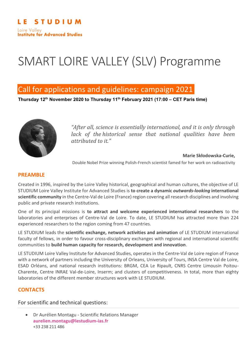 SMART LOIRE VALLEY (SLV) Programme