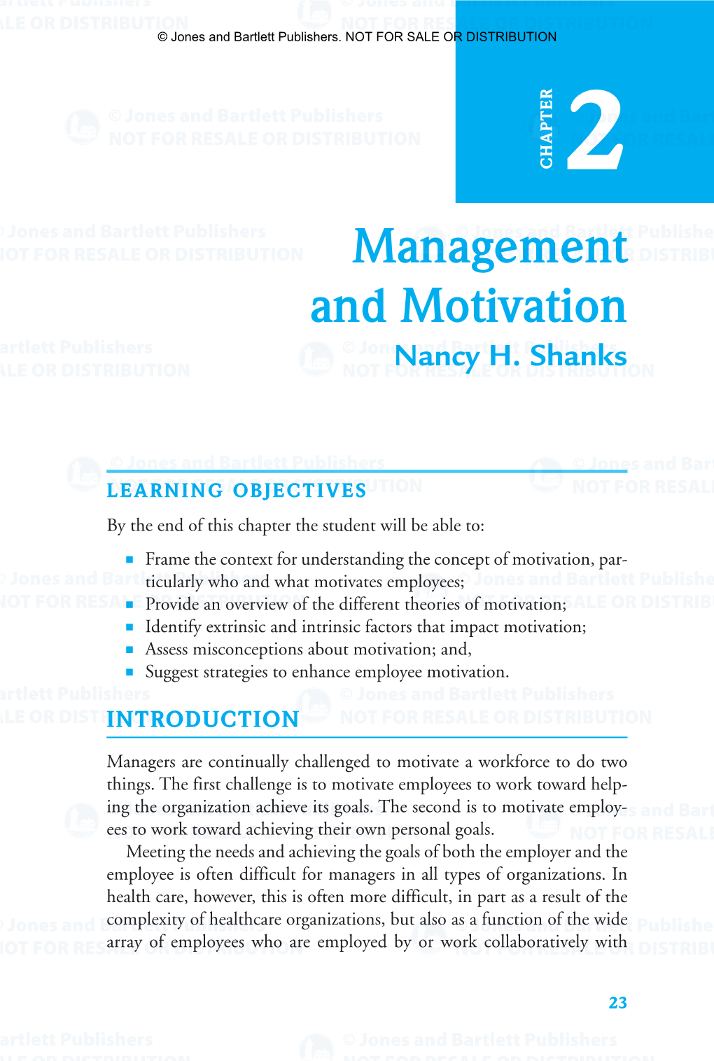 Management and Motivation Nancy H