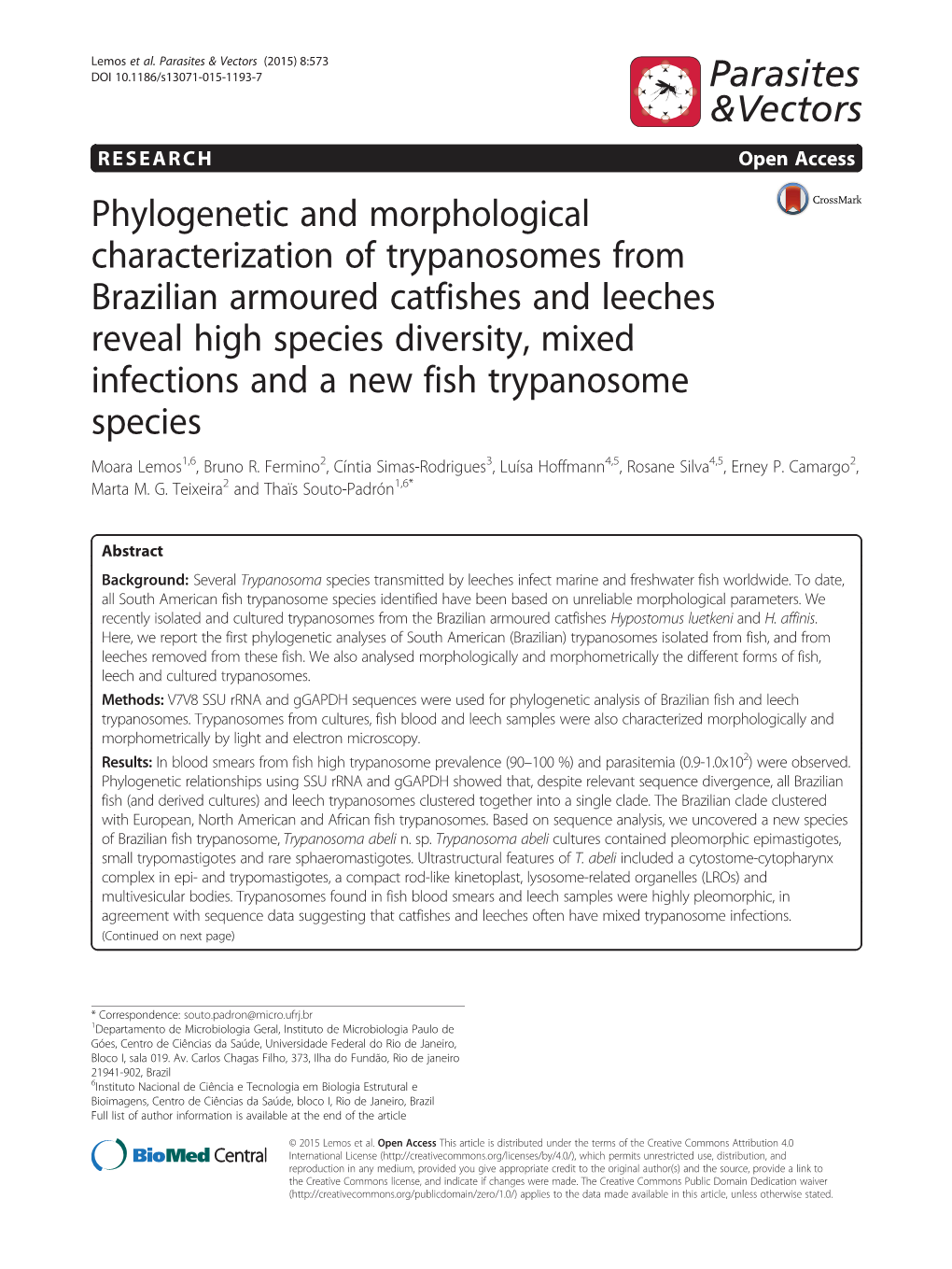 Phylogenetic and Morphological Characterization of Trypanosomes