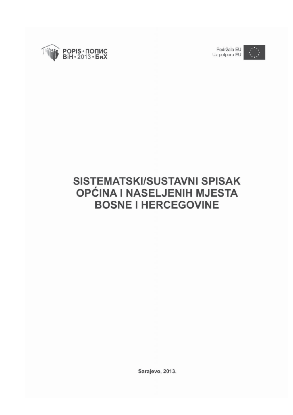 Sistematski Spisak Općina I Naseljenih Mjesta Bosne I Hercegovine