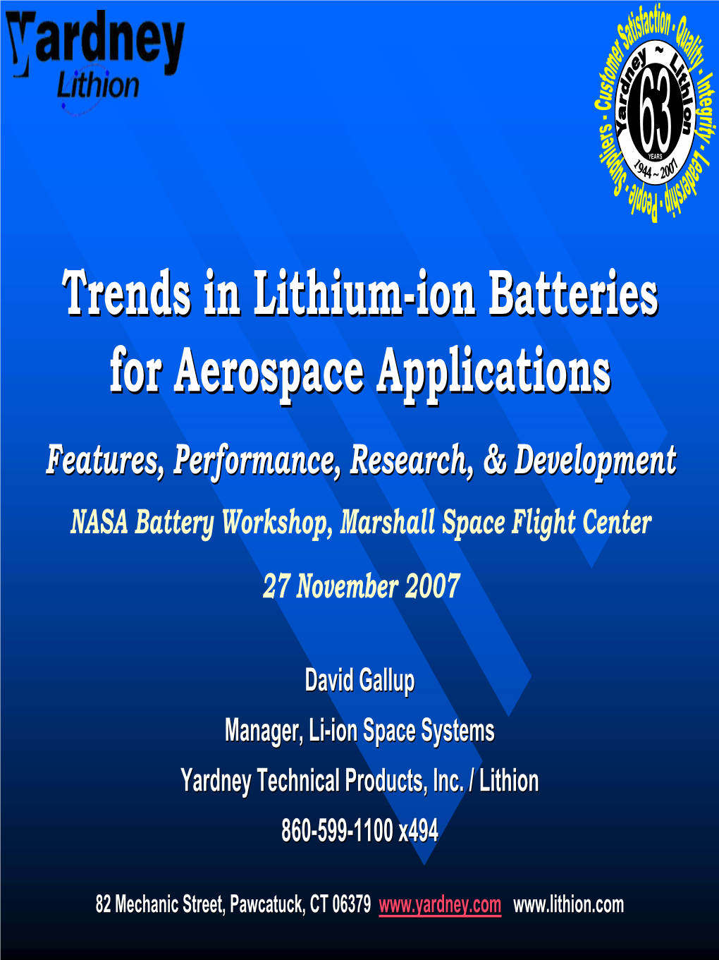 Trends in Lithium-Ion Batteries for Aerospace Applications