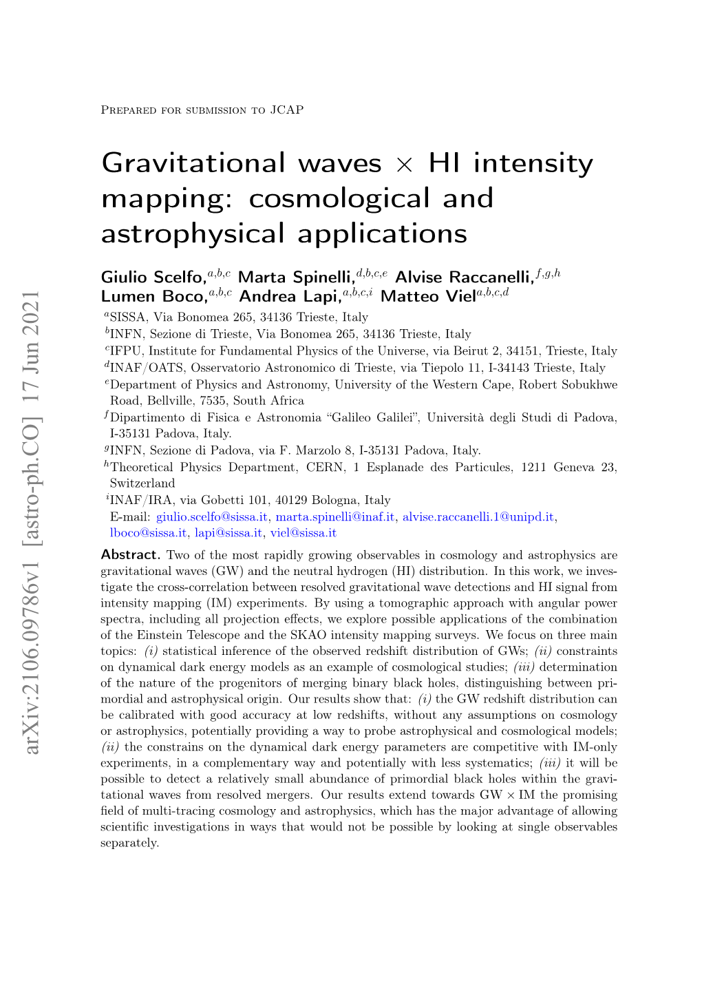 Arxiv: Gravitational Waves $\Times $ HI Intensity Mapping: Cosmological