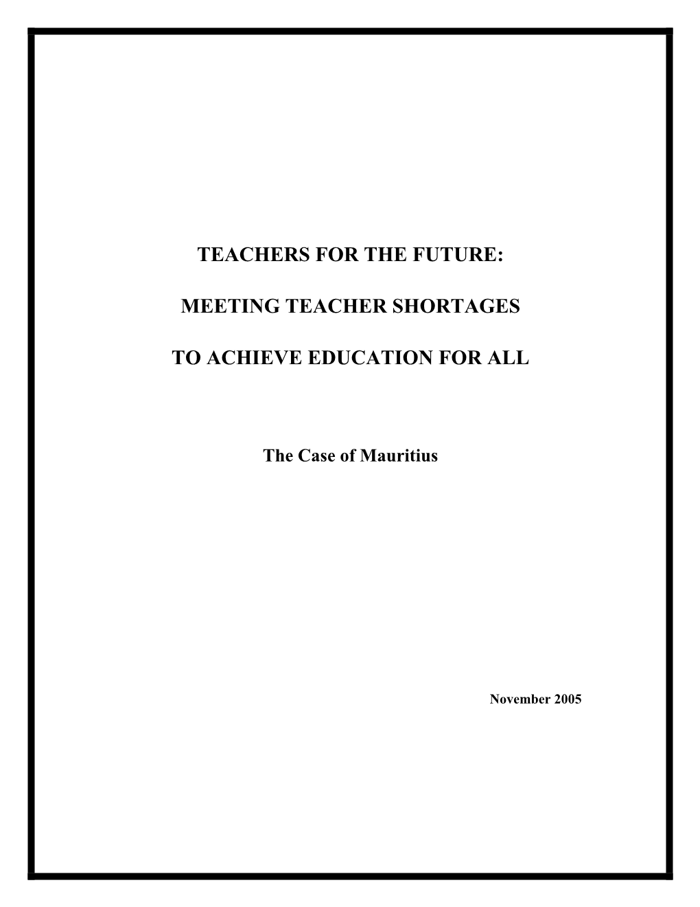 Teachers for the Future