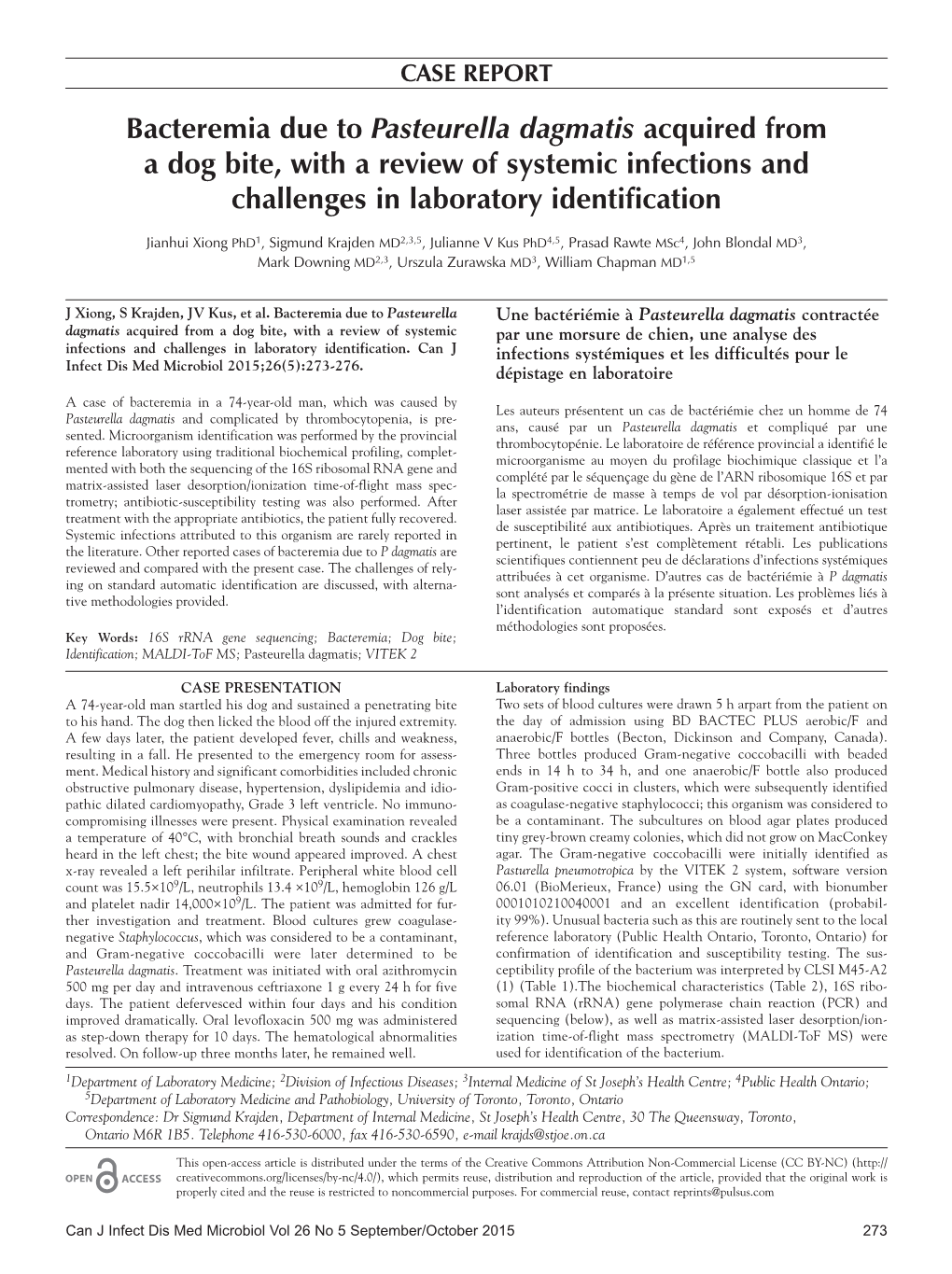 Bacteremia Due to Pasteurella Dagmatis Acquired from a Dog Bite, with a Review of Systemic Infections and Challenges in Laboratory Identification