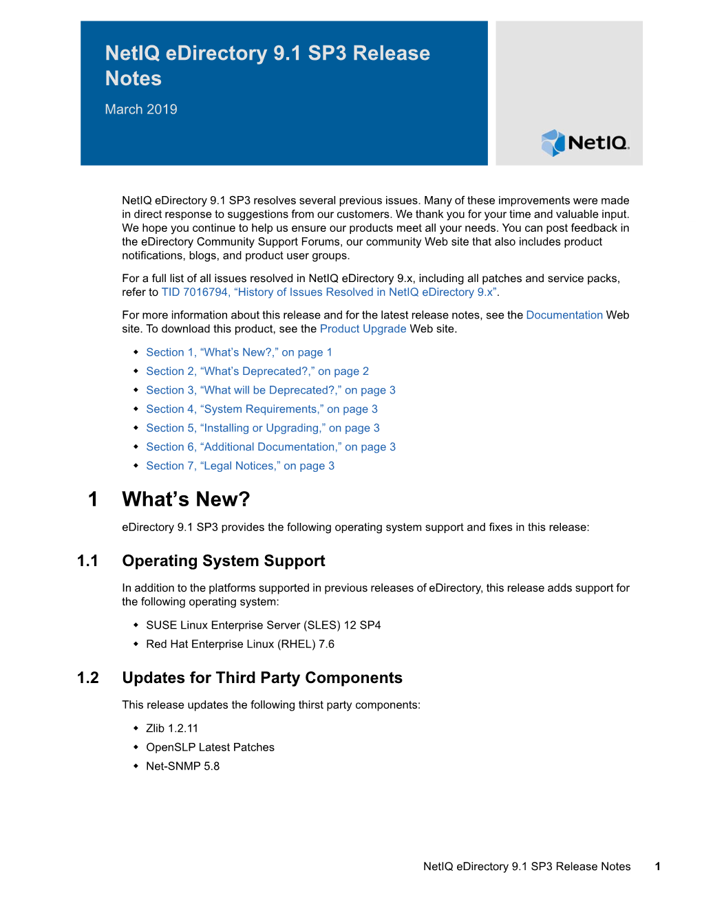 Netiq Edirectory 9.1 SP3 Release Notes March 2019