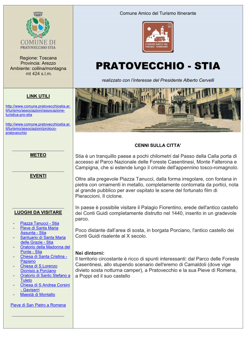 PRATOVECCHIO - STIA Mt 424 S.L.M