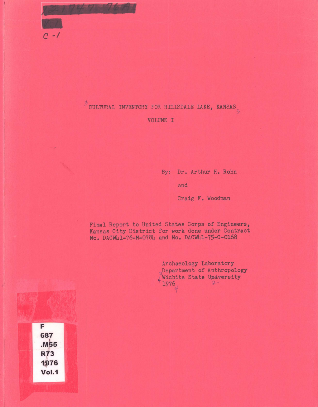 Cultural Inventory for Hillsdale Lake, Kansas 5 Volume I