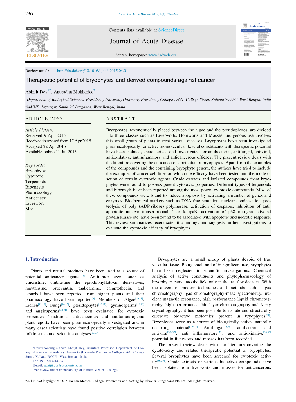 Therapeutic Potential of Bryophytes and Derived Compounds Against Cancer