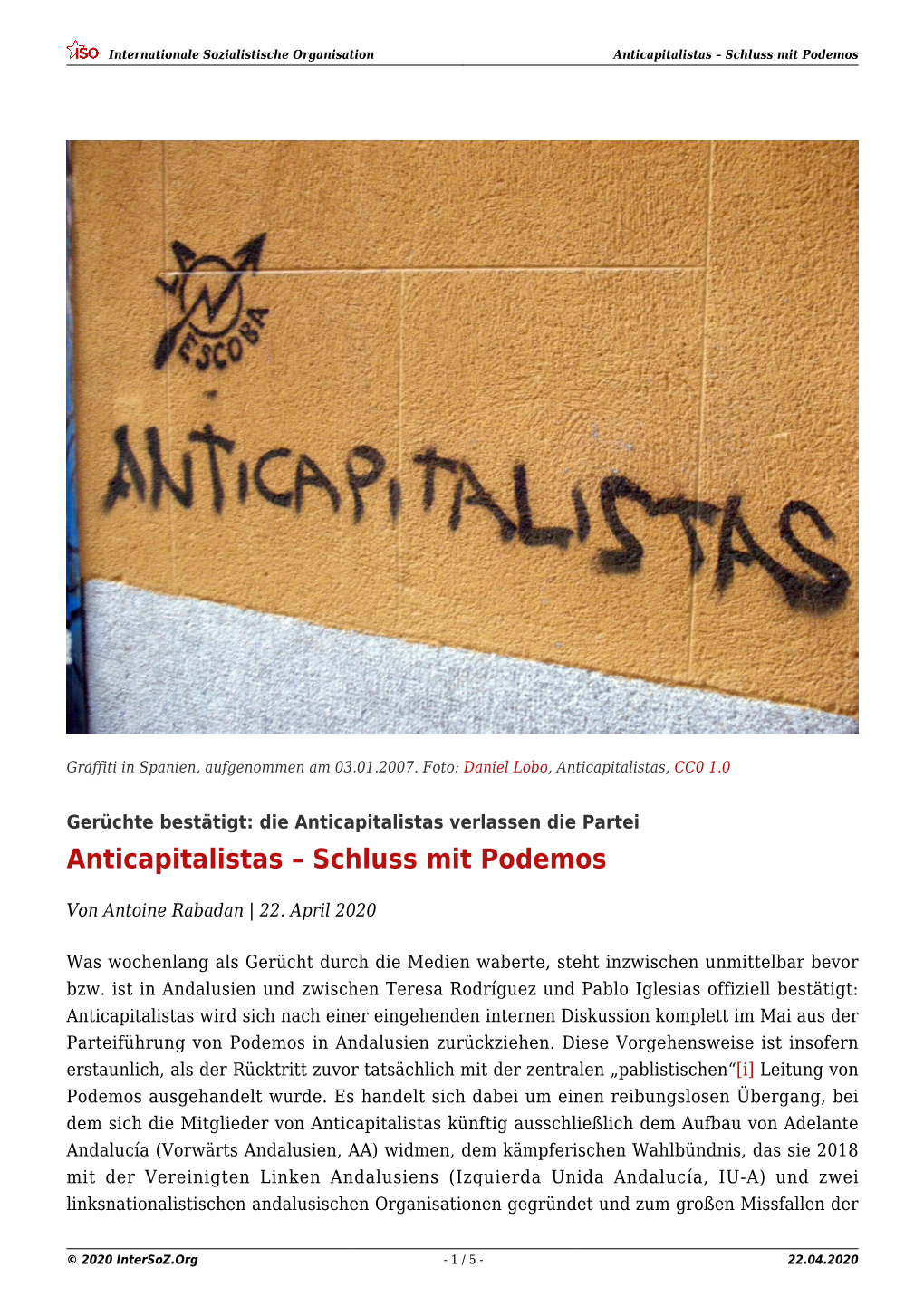 Anticapitalistas – Schluss Mit Podemos