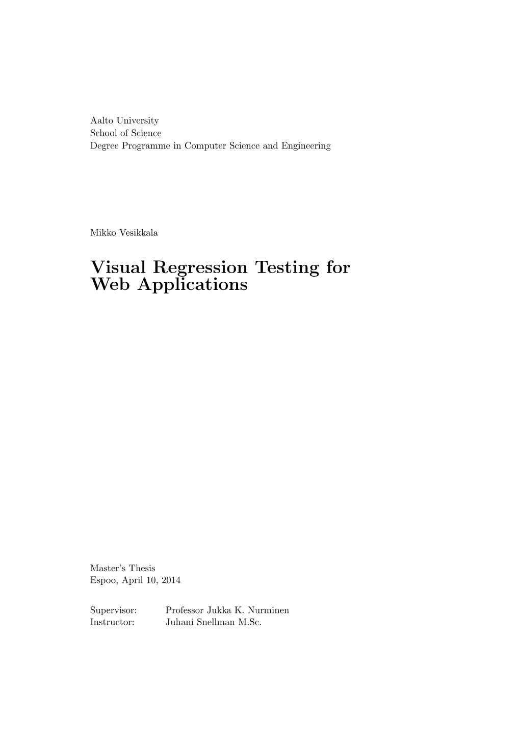 Visual Regression Testing for Web Applications
