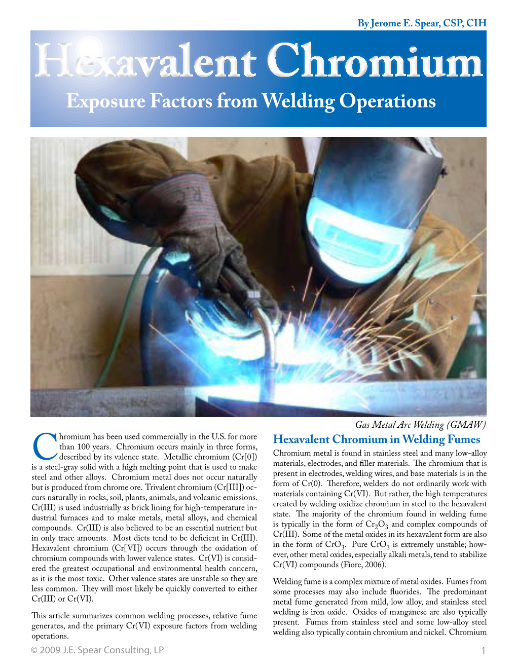 Hexavalent Chromium Exposure Factors from Welding Operations