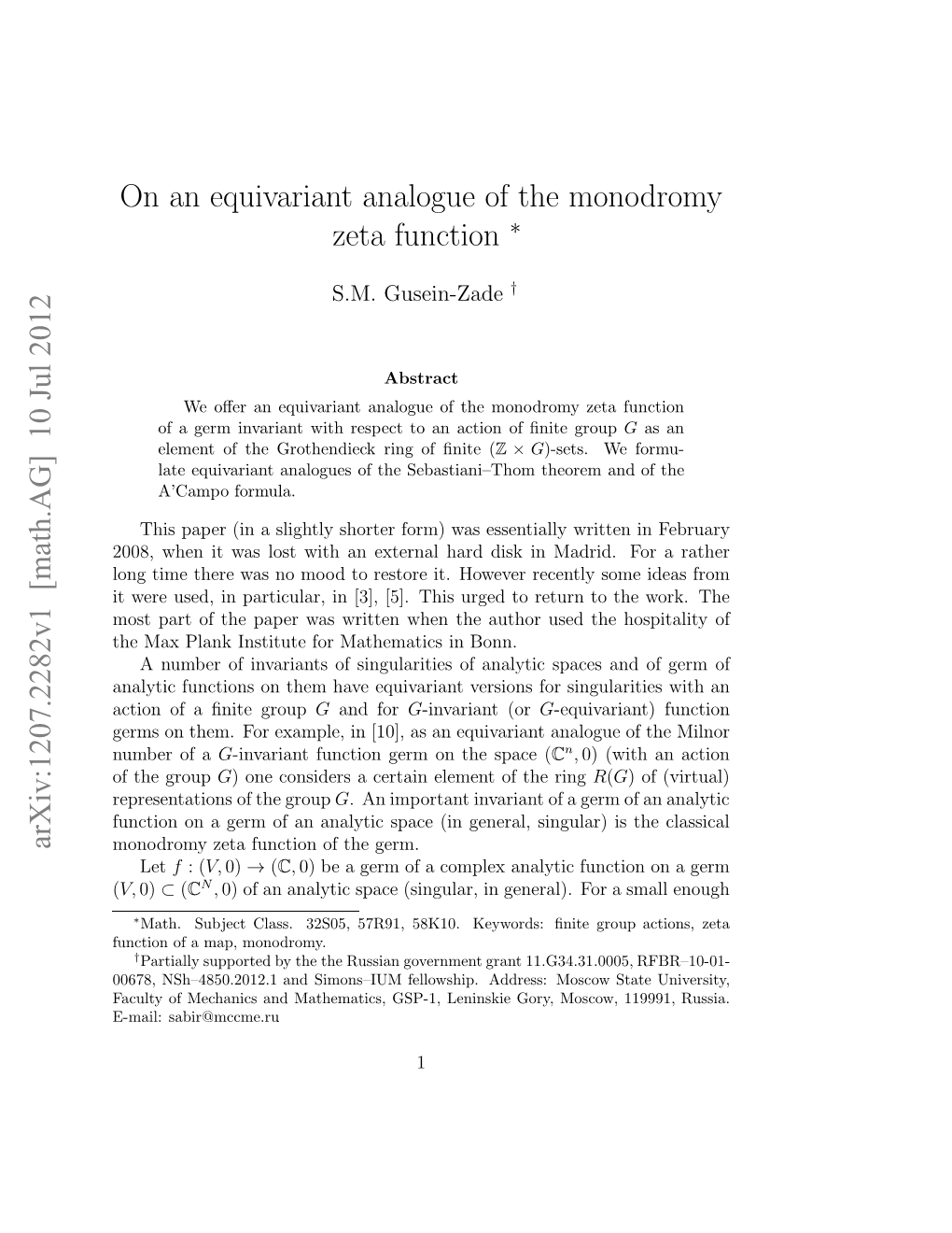 On an Equivariant Analogue of the Monodromy Zeta Function