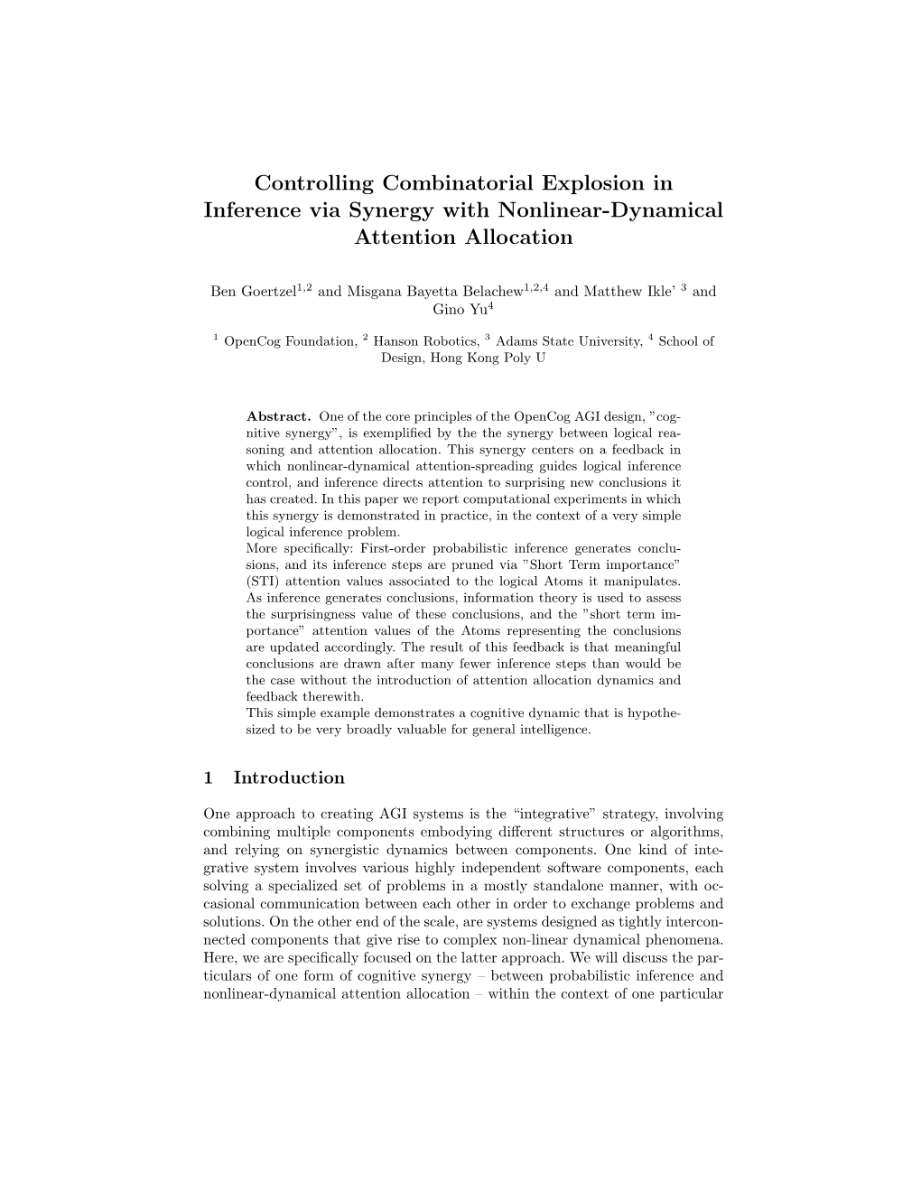 Controlling Combinatorial Explosion in Inference Via Synergy with Nonlinear-Dynamical Attention Allocation