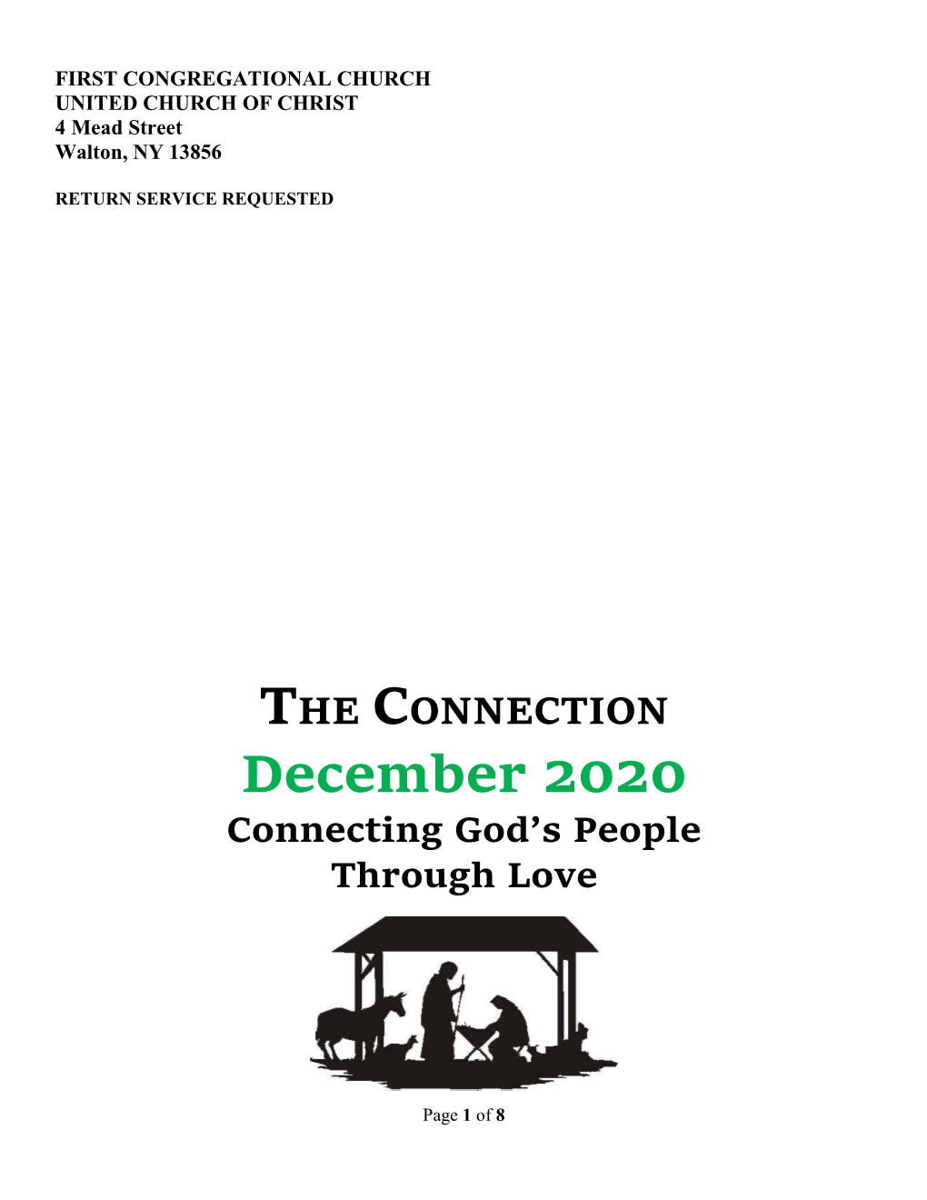 THE CONNECTION December 2020 Connecting God’S People Through Love