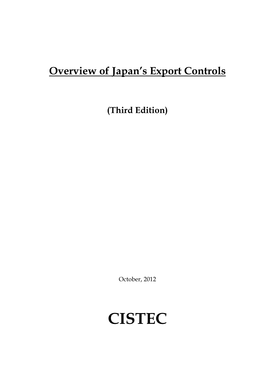 Japan's Export Control Details