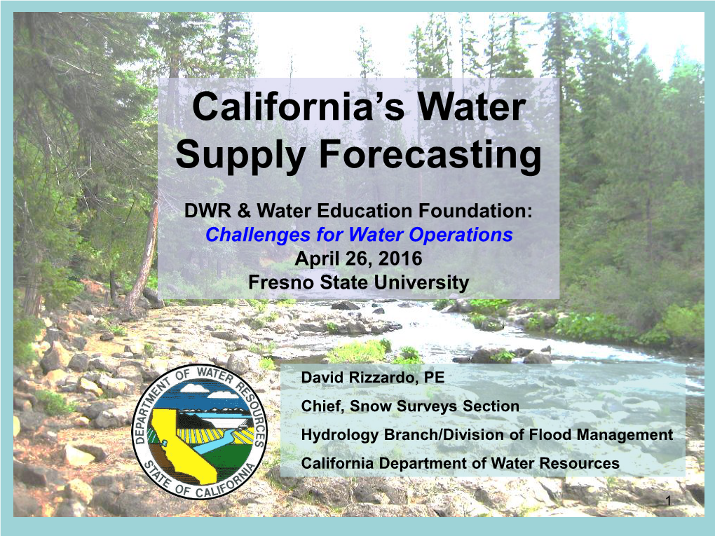 California's Water Supply Forecasting
