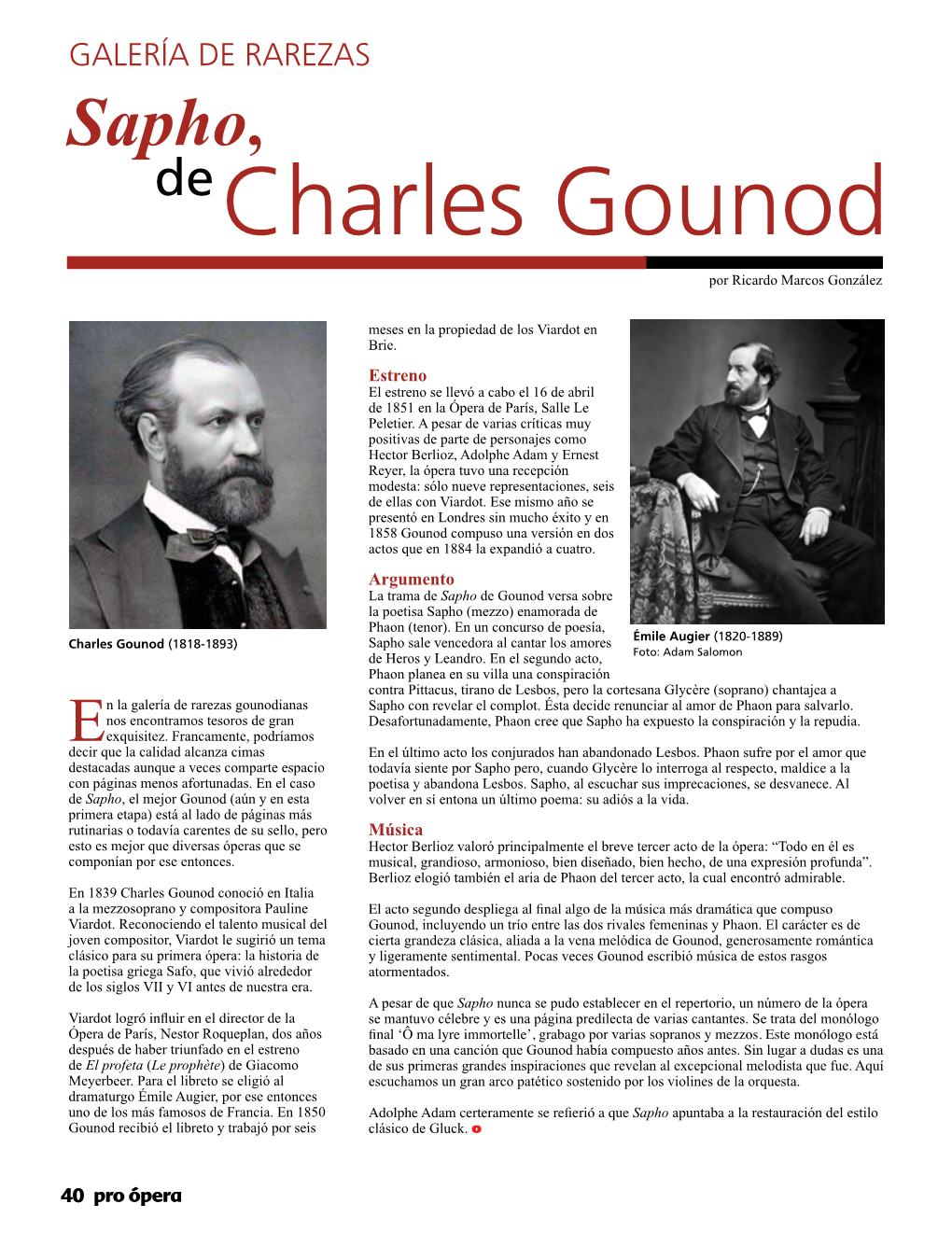 Sapho, De Charles Gounod