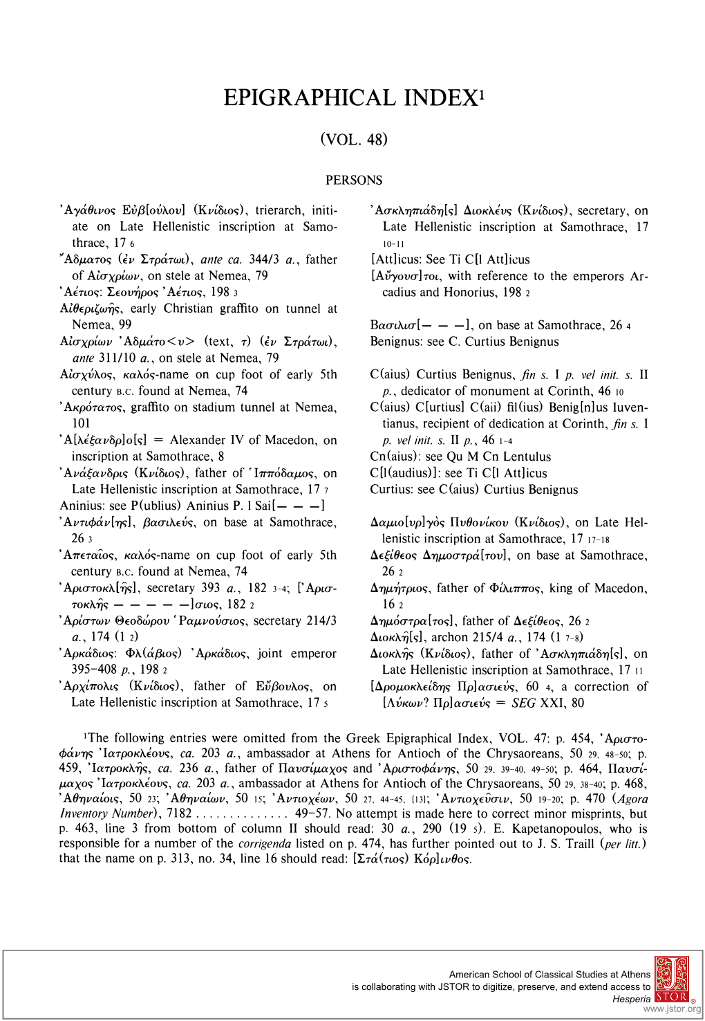 Epigraphical Index1