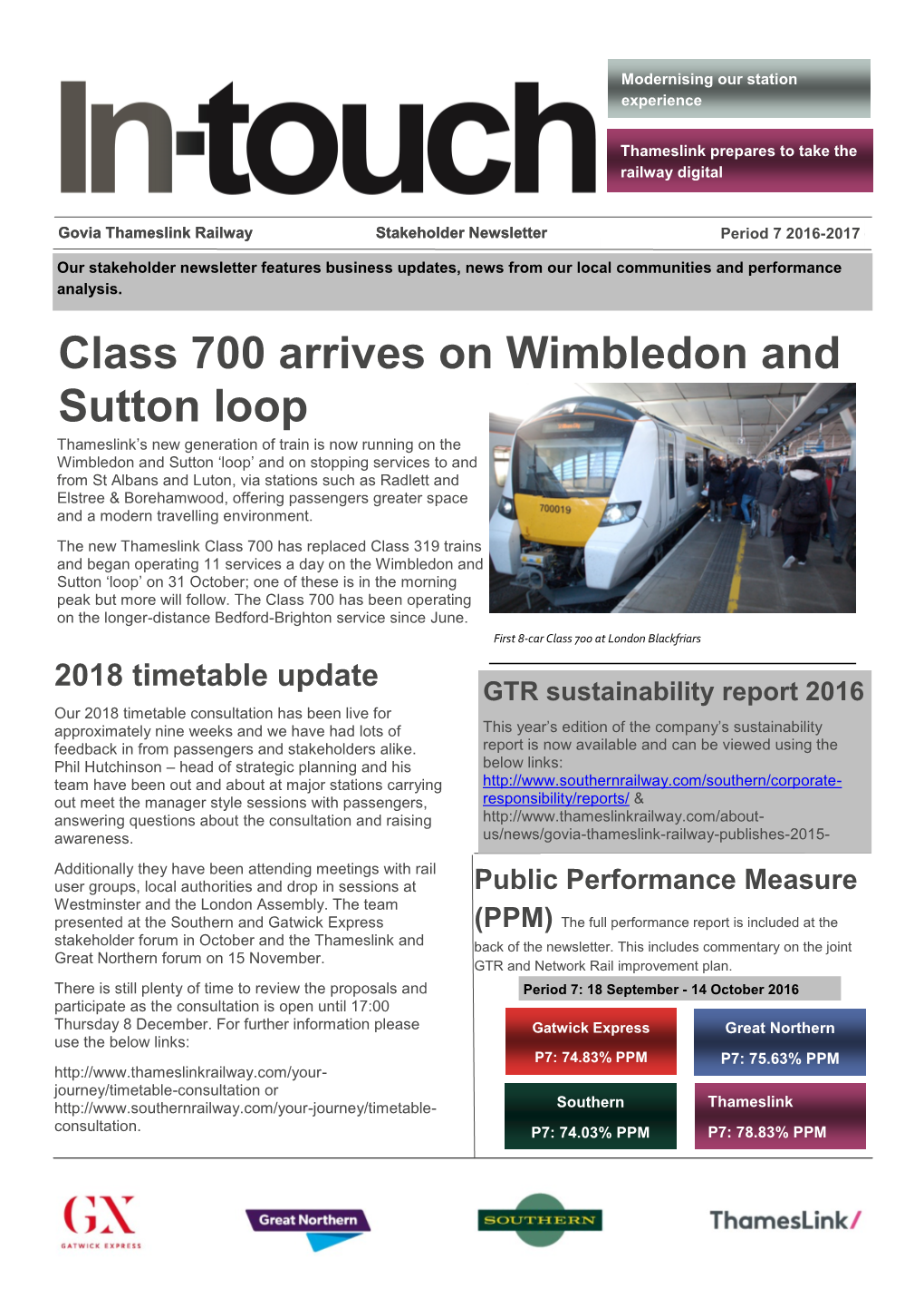 Class 700 Arrives on Wimbledon and Sutton Loop