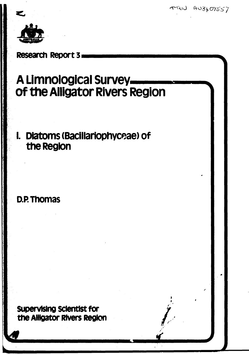 A Umnoiogical Survey. of the Alligator Rivers Region