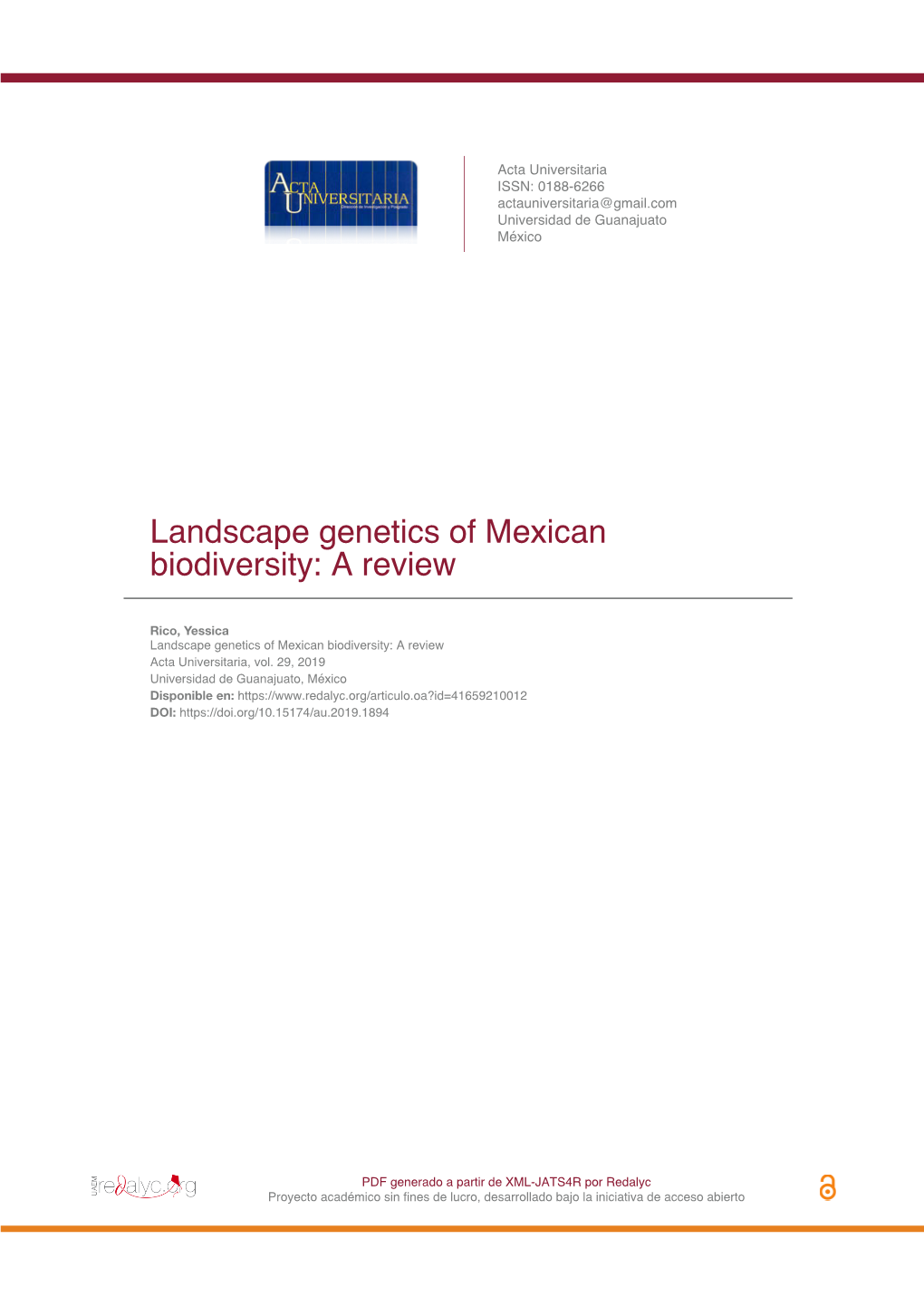 Landscape Genetics of Mexican Biodiversity: a Review