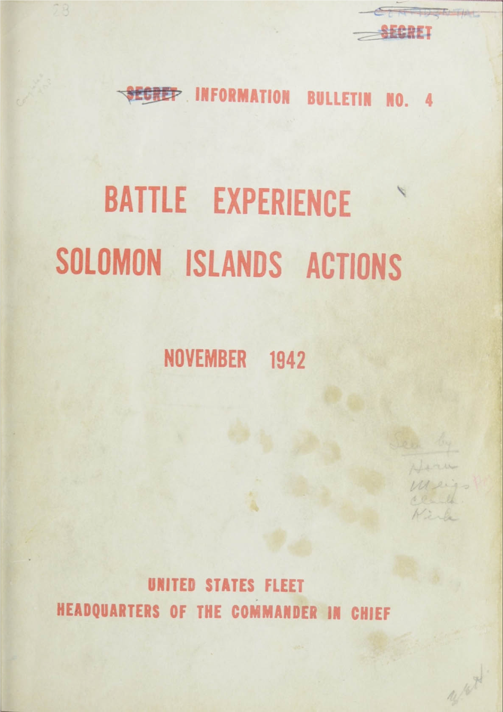 Battle Experience Solomon Islands Actions