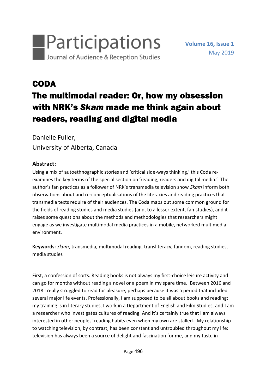 CODA the Multimodal Reader: Or, How My Obsession with NRK's Skam