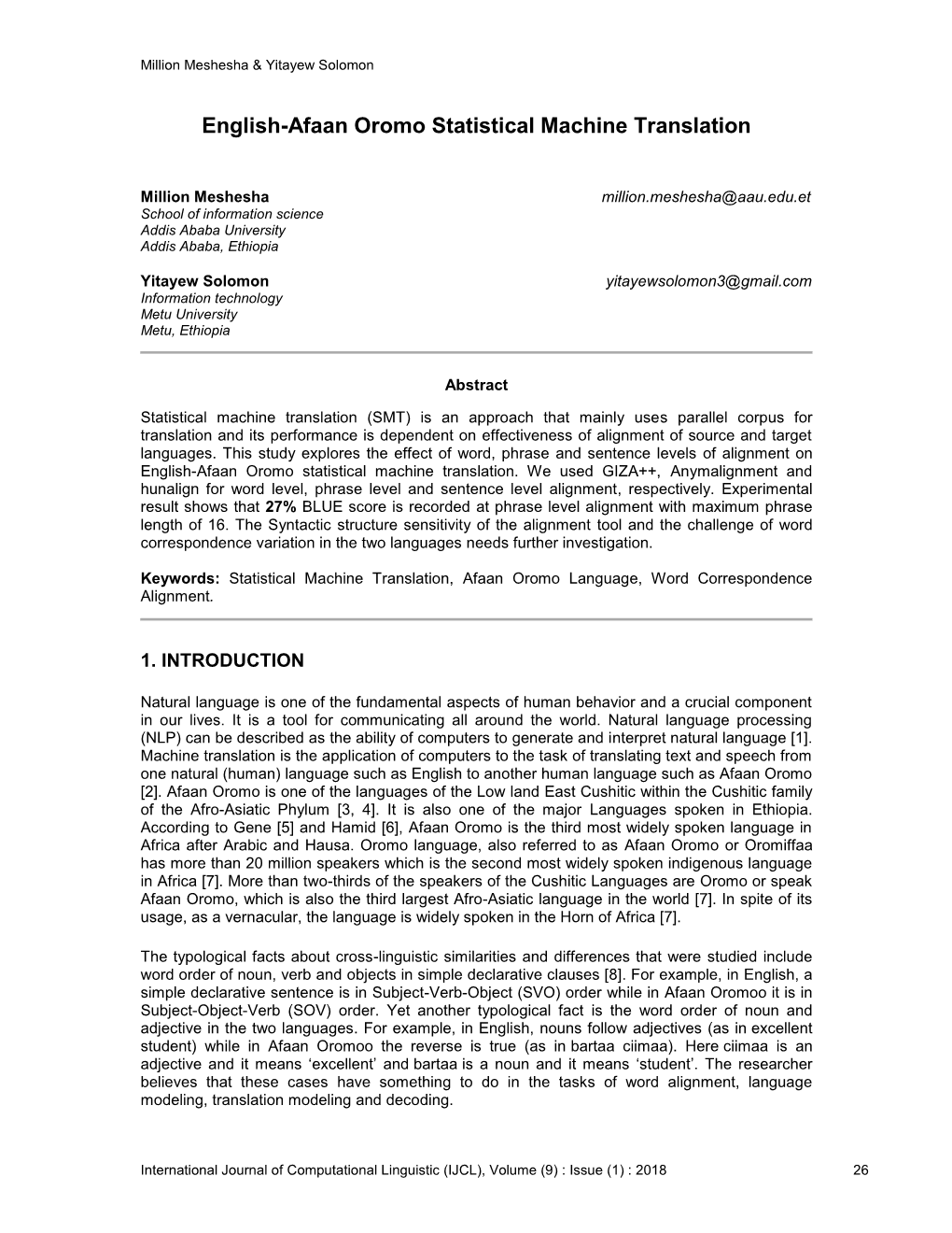 English-Afaan Oromo Statistical Machine Translation