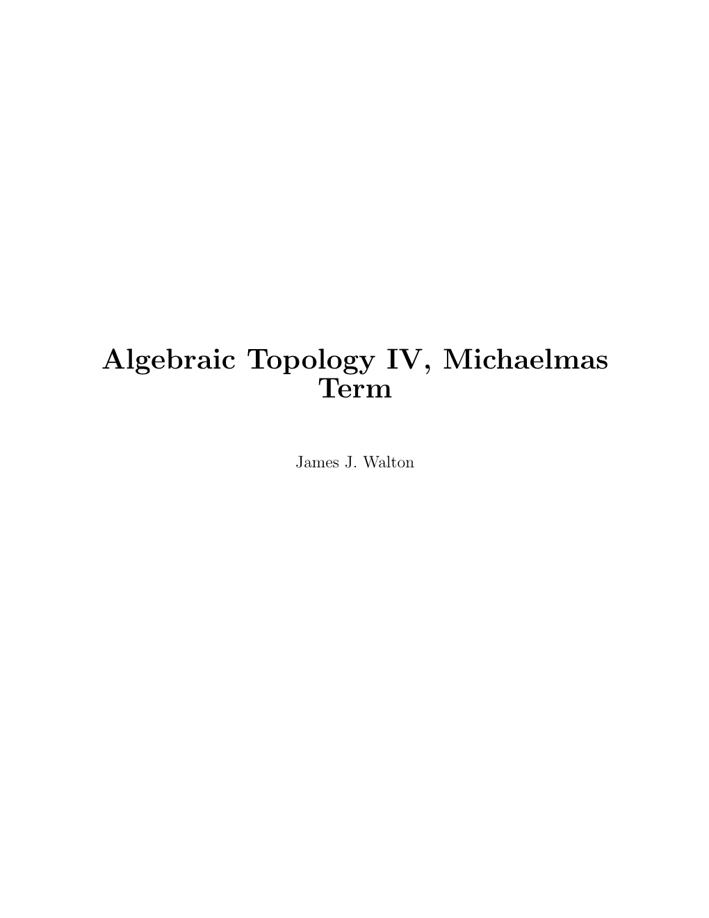 Algebraic Topology Notes