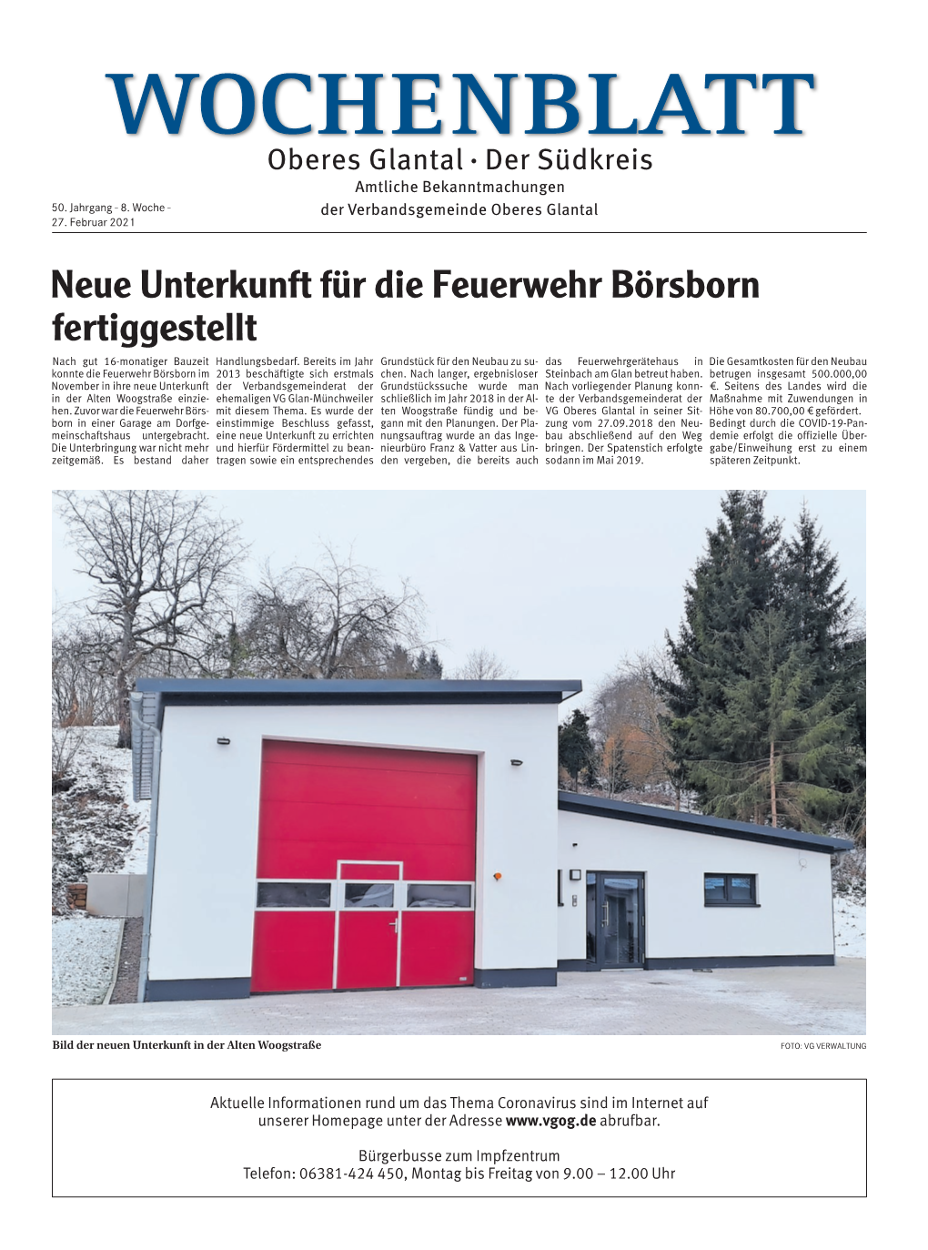 Neue Unterkunft Für Die Feuerwehr Börsborn Fertiggestellt Nach Gut 16-Monatiger Bauzeit Handlungsbedarf