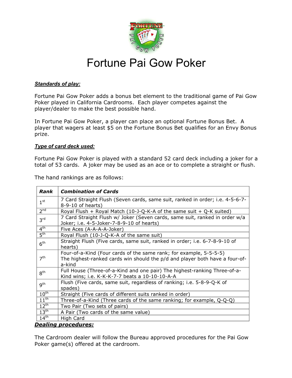 Fortune Pai Gow Poker