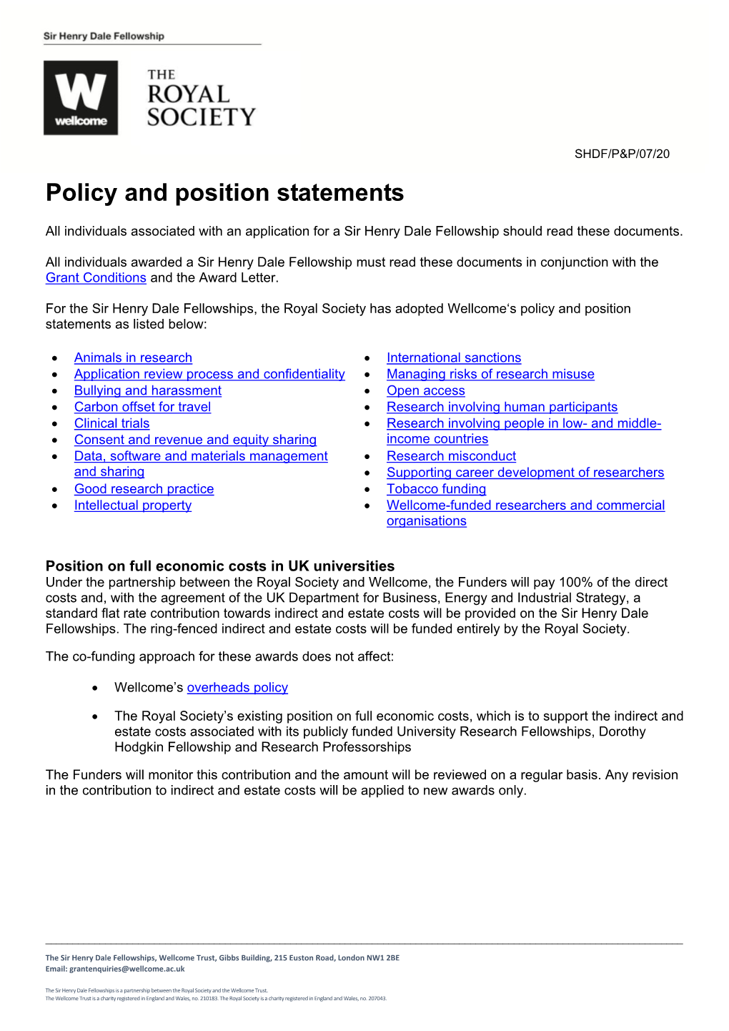 Policy and Position Statements