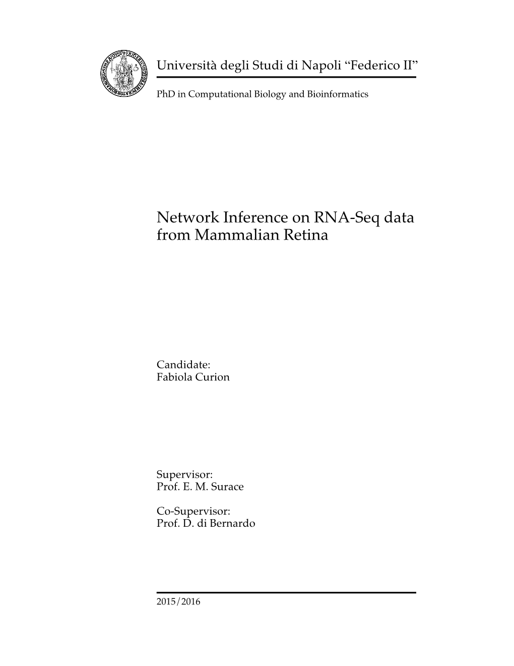Network Inference on RNA-Seq Data from Mammalian Retina