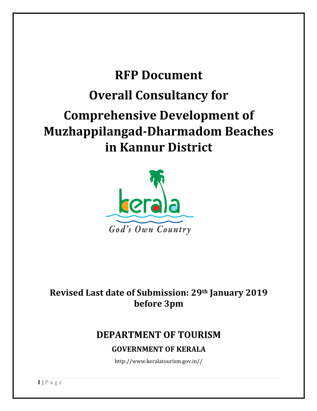 RFP Document Overall Consultancy for Comprehensive Development of Muzhappilangad-Dharmadom Beaches in Kannur District