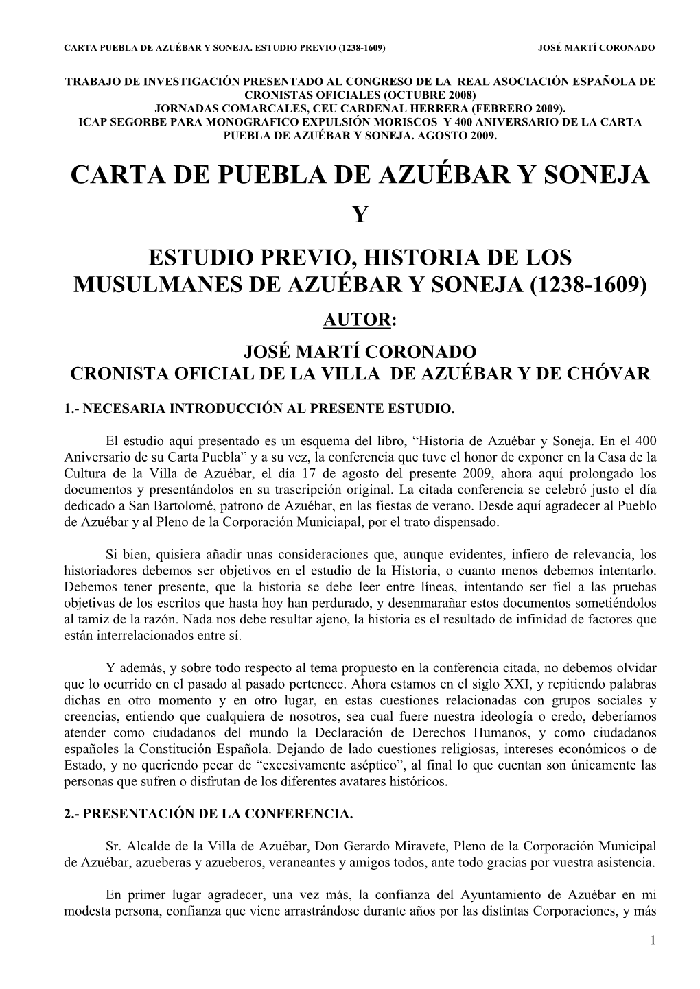 Carta De Puebla De Azuébar Y Soneja
