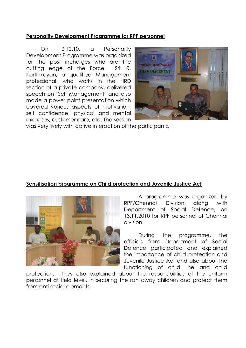Personality Development Programme for RPF Personnel