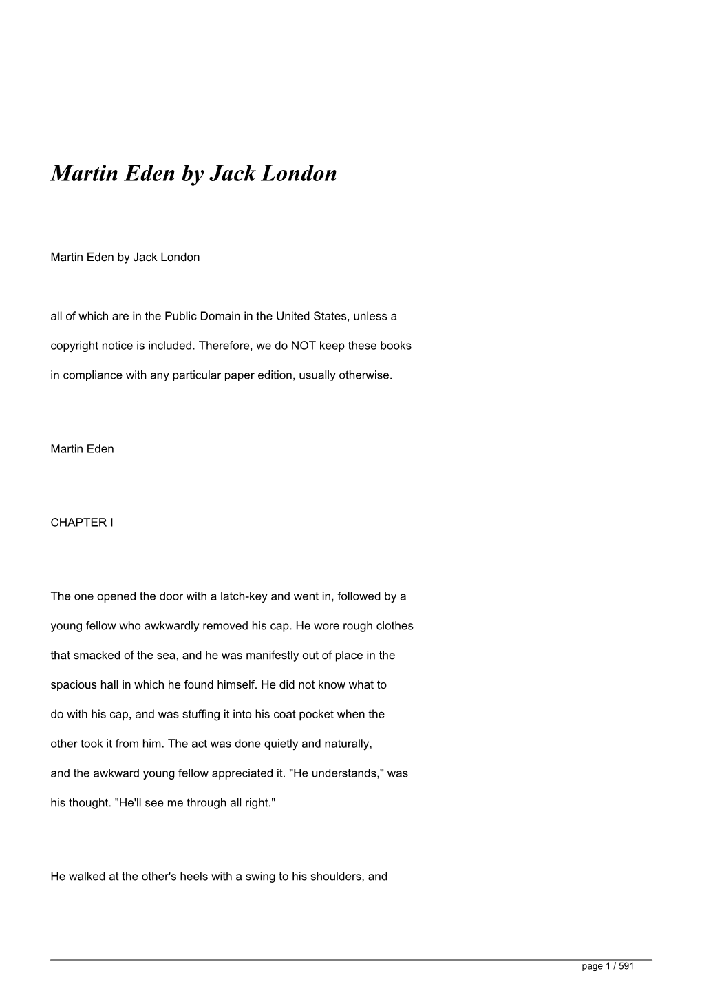 Martin Eden by Jack London&lt;/H1&gt;