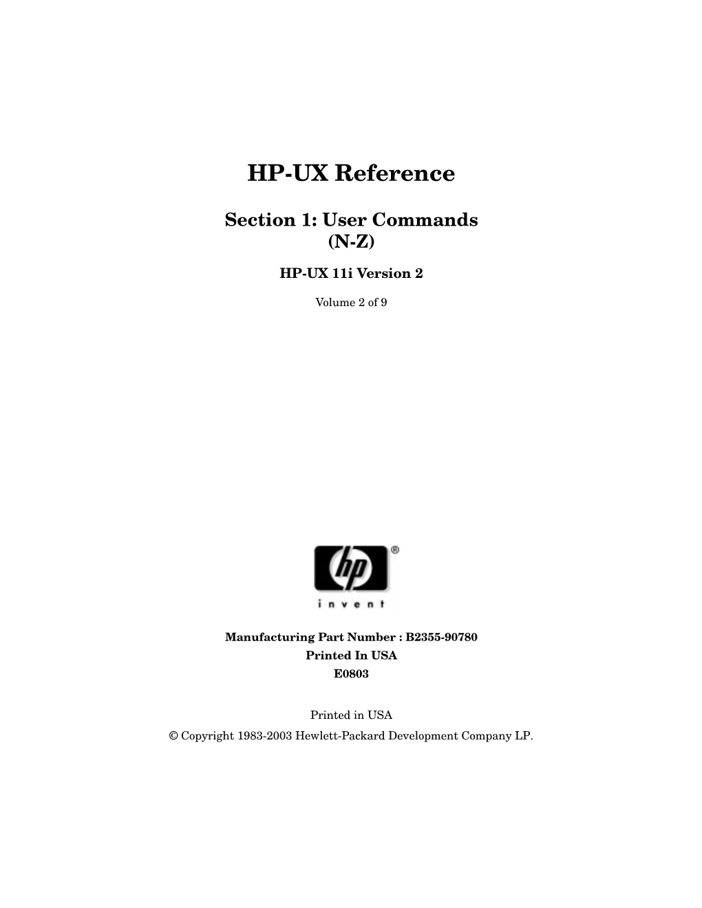 HP-UX Reference