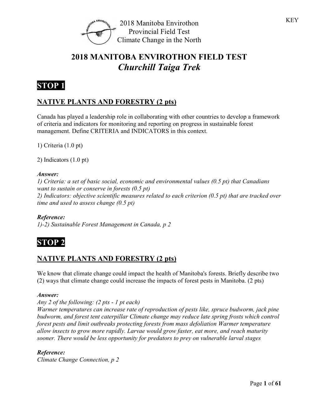 2018 Provincial Test