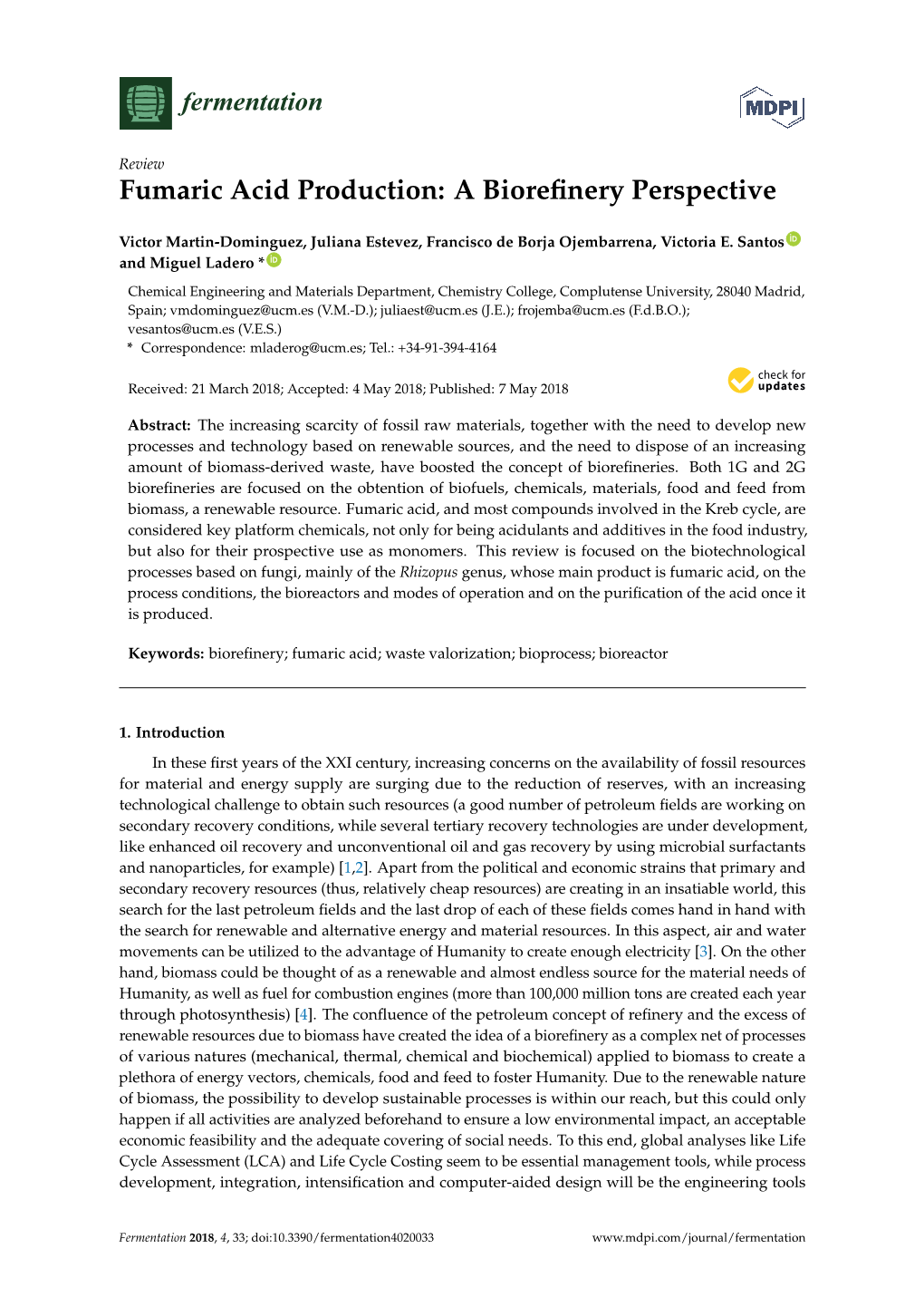 Fumaric Acid Production: a Biorefinery Perspective