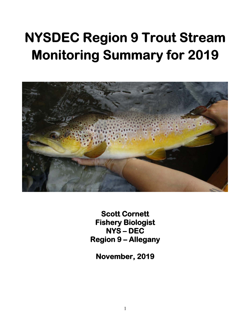 NYSDEC Region 9 Trout Stream Monitoring Summary for 2019