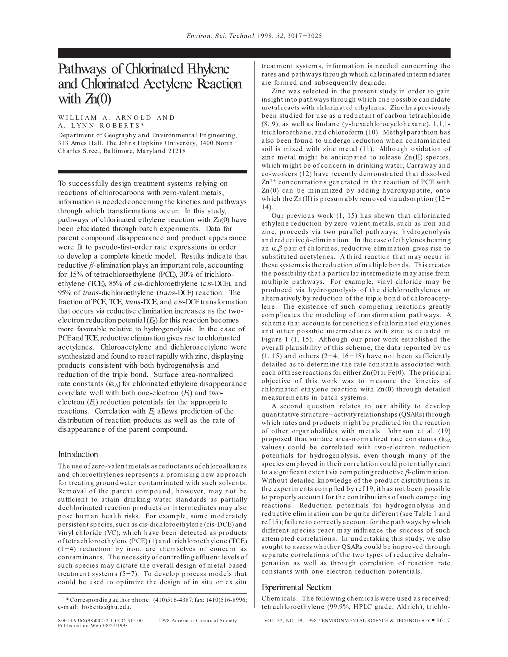 Pathways of Chlorinated Ethylene and Chlorinated Acetylene Reaction