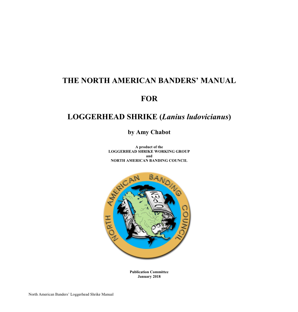 North American Banders' Manual for Loggerhead Shrike