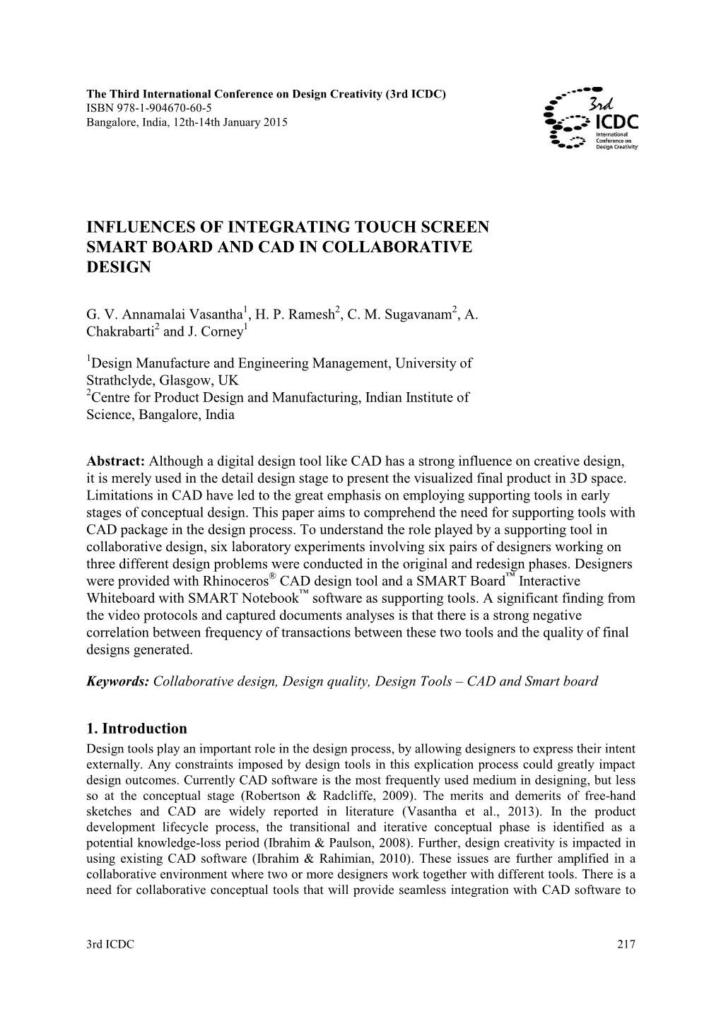 Influences of Integrating Touch Screen Smart Board and Cad in Collaborative Design