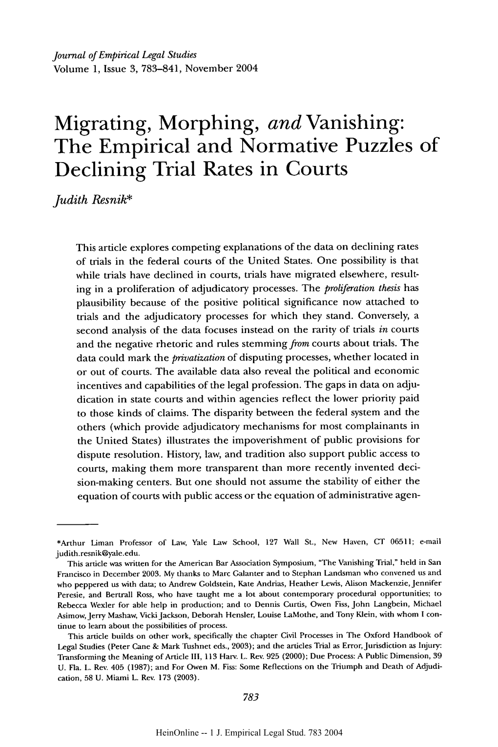 The Empirical and Normative Puzzles of Declining Trial Rates in Courts