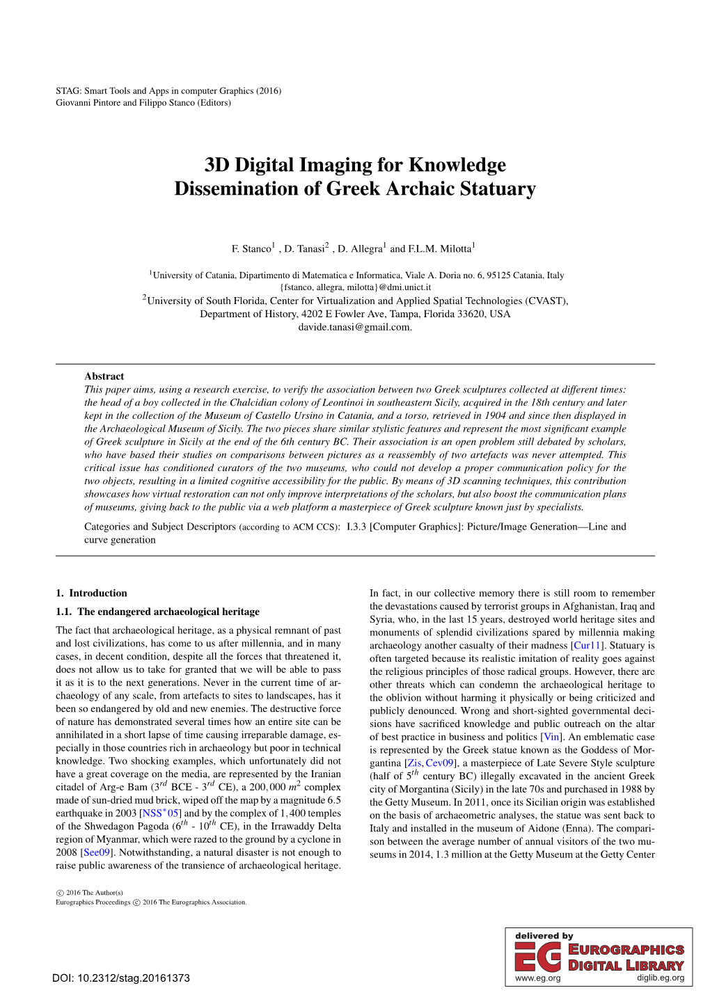 3D Digital Imaging for Knowledge Dissemination of Greek Archaic Statuary